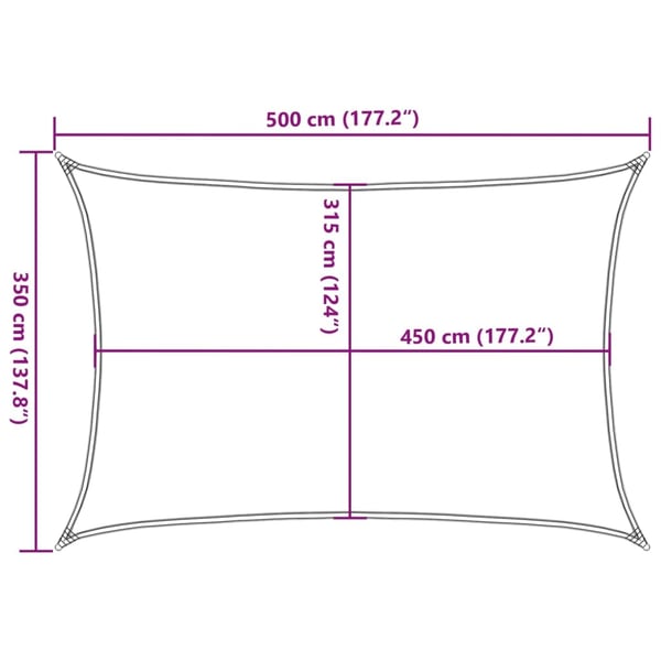 vidaXL Solseil 160 g/m² rektangulær sand 3,5x5 m HDPE