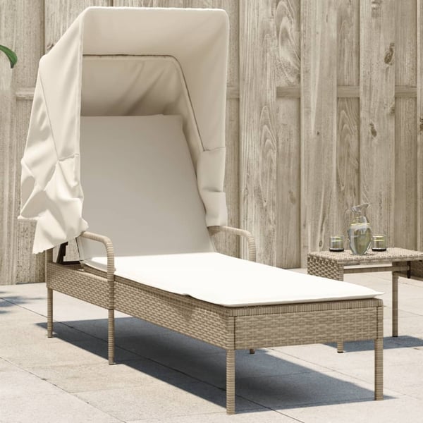 vidaXL loungesofa med baldakin polyrattan beige