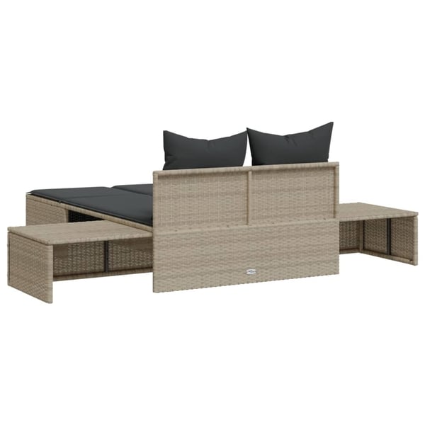 vidaXL solseng med hynder polyrattan lysegrå
