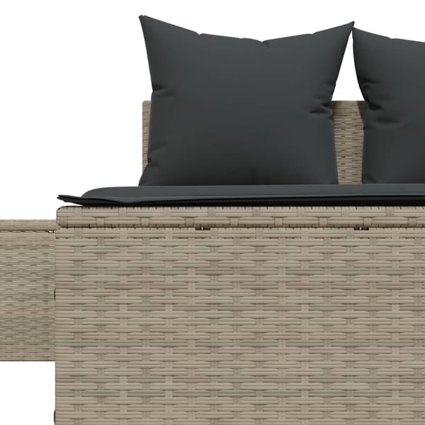 vidaXL solseng med hynder polyrattan lysegrå