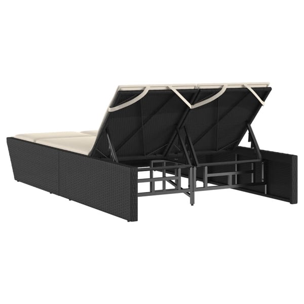 vidaXL dobbelt loungesofa med hynder polyrattan sort