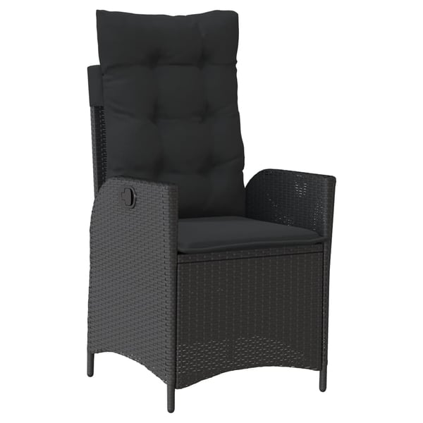 vidaXL havestole med hynder 2 stk. justerbart ryglæn polyrattan sort