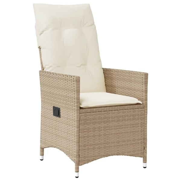 vidaXL havestole 2 stk. med lænefunktion og hynder polyrattan beige