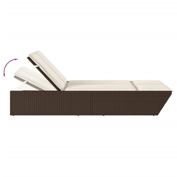 vidaXL solseng med hynder polyrattan brun