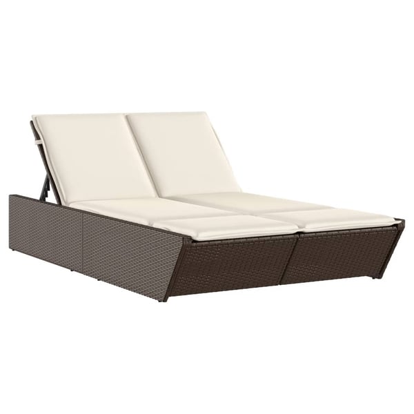 vidaXL solseng med hynder polyrattan brun