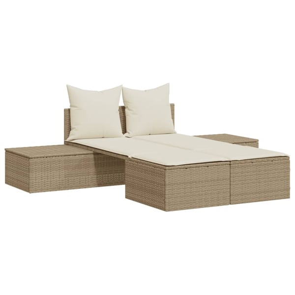 vidaXL solseng med hynder polyrattan beige