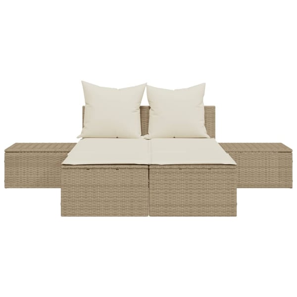 vidaXL solseng med hynder polyrattan beige