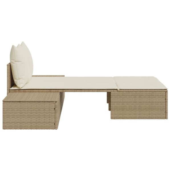 vidaXL solseng med hynder polyrattan beige