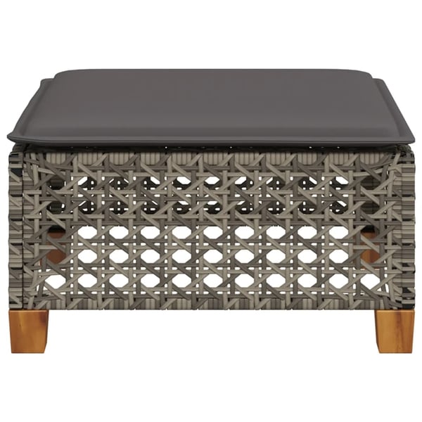 vidaXL haveskammel med hynde 63,5x56x32 cm polyrattan grå