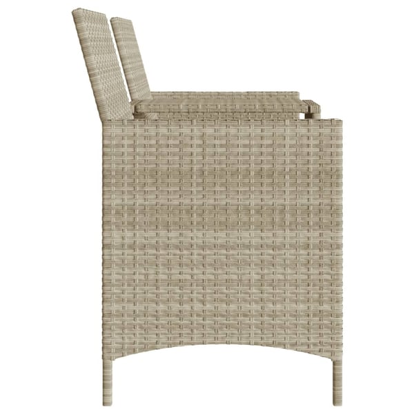 vidaXL 2-personers havesofa med bord og skamler polyrattan lysegrå