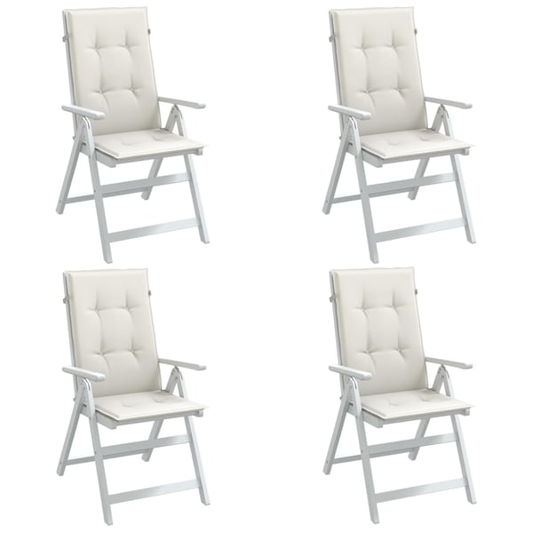 vidaXL stolehynder med høj ryg 4 stk. 120x50x4 cm stof cremefarvet