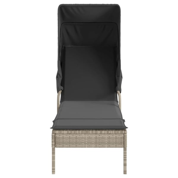 vidaXL liggestol med baldakin og bord polyrattan lysegrå