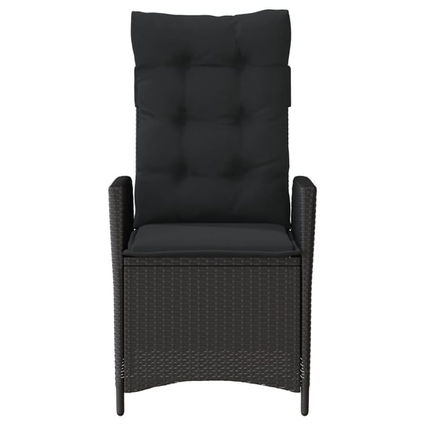 vidaXL havestol med hynder justerbart ryglæn polyrattan sort