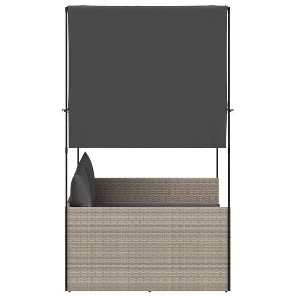 vidaXL solseng med tag og gardiner polyrattan lysegrå