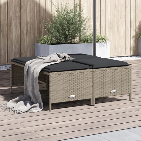 vidaXL haveskamler 4 stk. med hynder polyrattan lysegrå