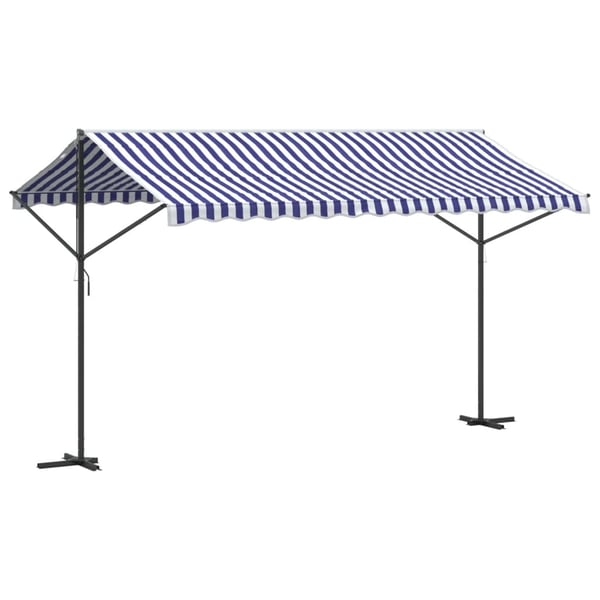 vidaXL Frittstående markise blå og hvit 400x300 cm stoff og stål
