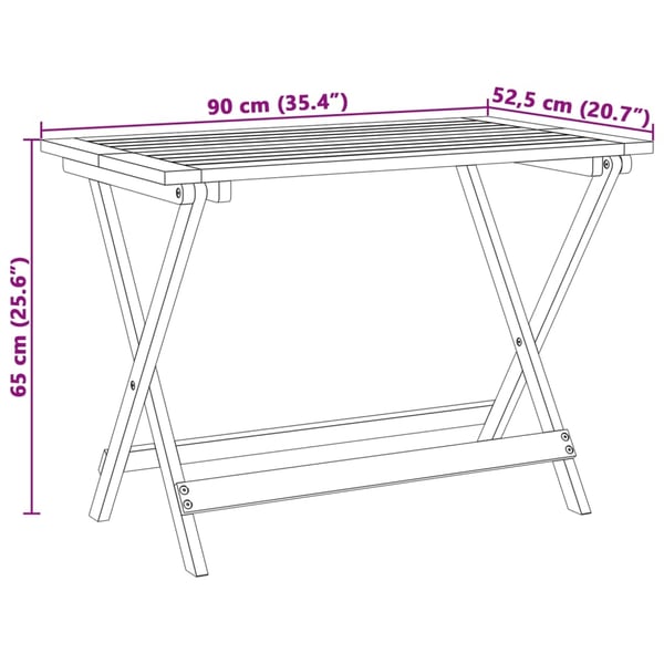 vidaXL Sammenleggbart hagebord 90x52,5x65 cm heltre akasie
