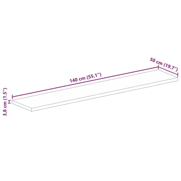 vidaXL bordplade 140x50x3,8 cm rektangulær massivt akacietræ