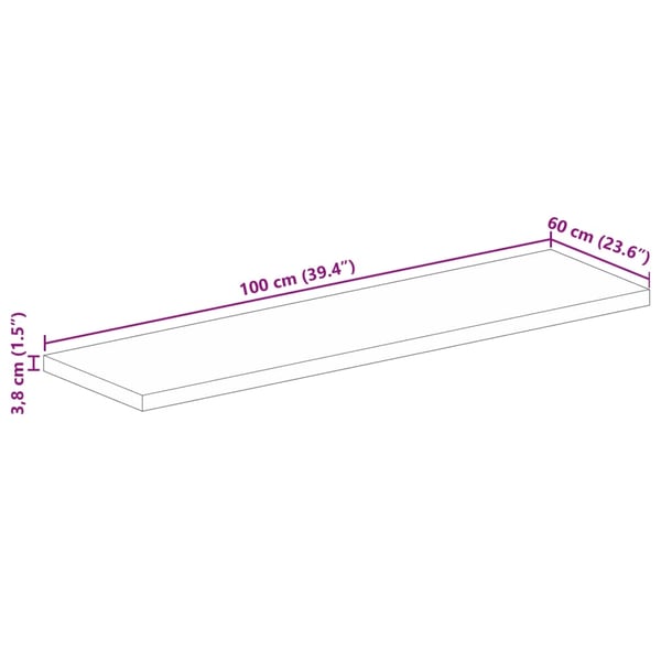 vidaXL Pöytälevy 100x60x3,8 cm suorakaide täysi akasiapuu