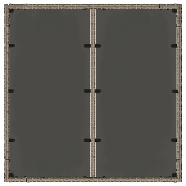 vidaXL Hagebord med glassplate grå 90x90x75 cm polyrotting