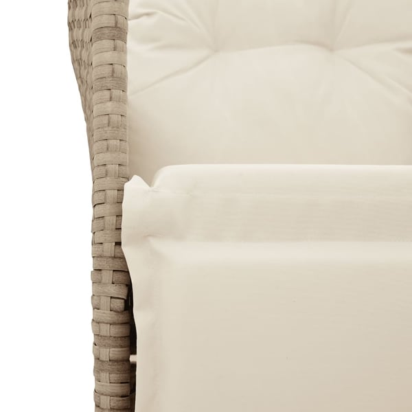 vidaXL havestol med lænefunktion og hynder polyrattan beige