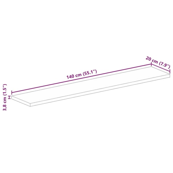 vidaXL Bordplate 140x20x3,8 cm rektangulær gjenvunnet heltre
