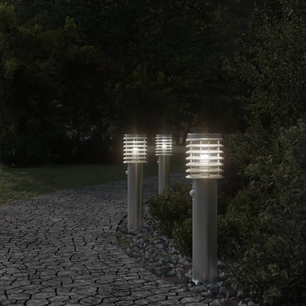 vidaXL Utendørs gulvlampe med sensor sølv 60 cm rustfritt stål