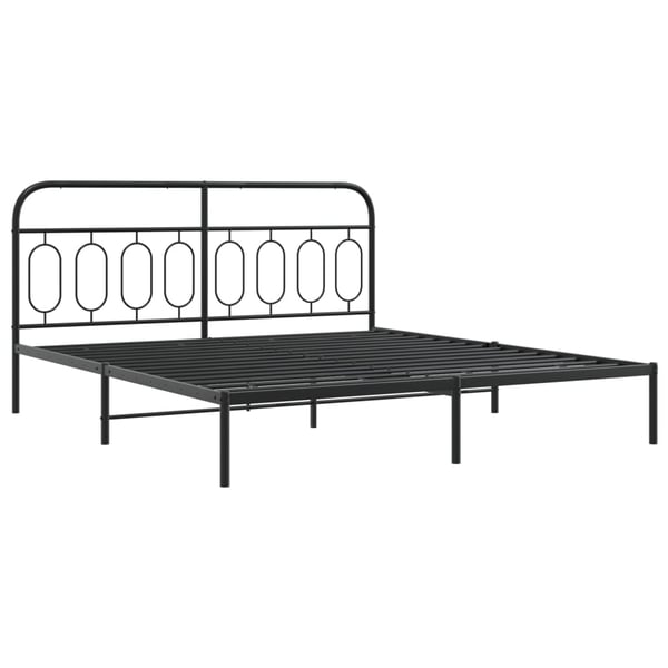 vidaXL Sengeramme i metall med sengegavl svart 193x203 cm