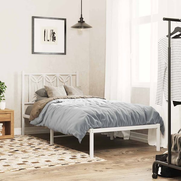 vidaXL Utskiftbar sengegavl i metall hvit 75 cm