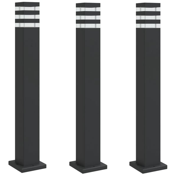 vidaXL Utendørs gulvlamper 3 stk svart 80 cm aluminium