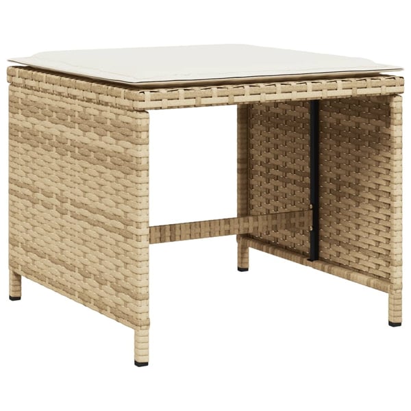 vidaXL haveskamler 4 stk. med hynder 40x40x35 cm polyrattan beige