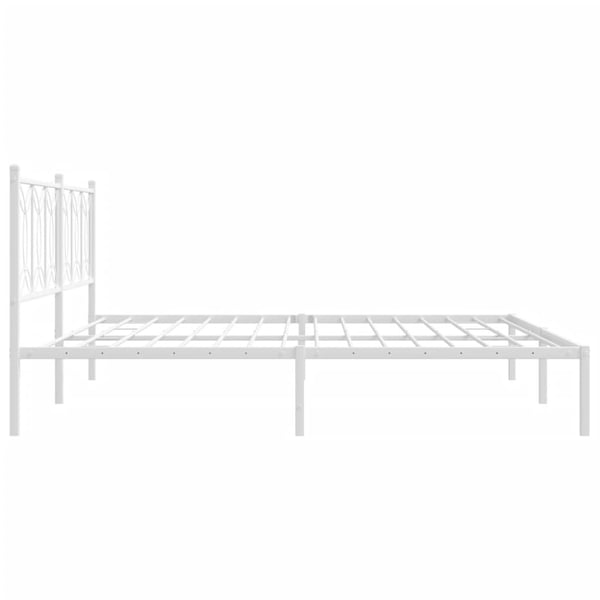 vidaXL Sengeramme i metall med hodegavl hvit 193x203 cm