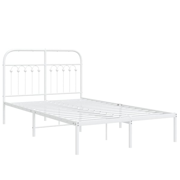 vidaXL Sengeramme i metall med hodegavl hvit 120x200 cm