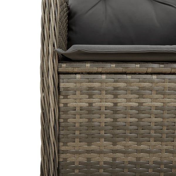 vidaXL havestole 2 stk. med lænefunktion og bord polyrattan grå
