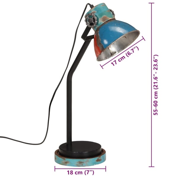 vidaXL Skrivebordslampe 25 W flerfarget 18x18x60 cm E27
