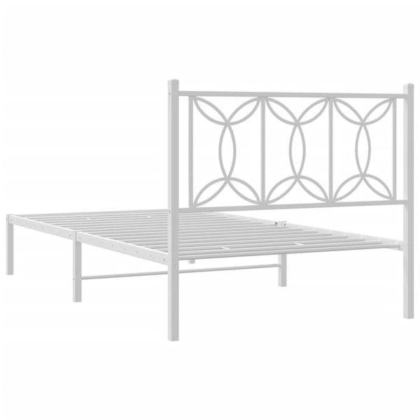 vidaXL Sengeramme i metall med hodegavl hvit 100x190 cm