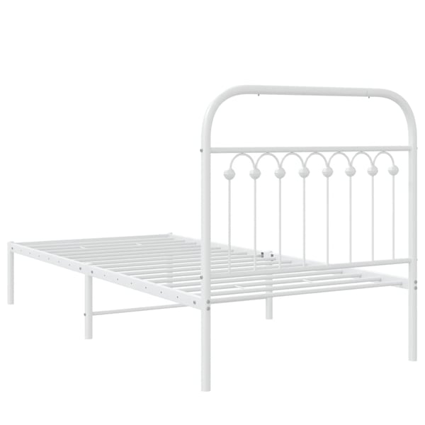 vidaXL Sengeramme i metall med hodegavl hvit 90x190 cm