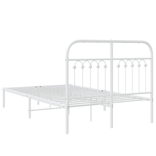 vidaXL Sengeramme i metall med hodegavl hvit 120x190 cm