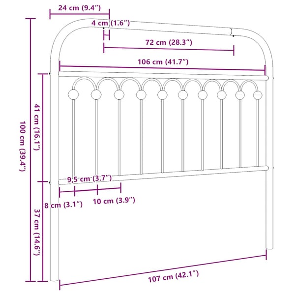 vidaXL udskiftningsgavl 107 cm metal sort