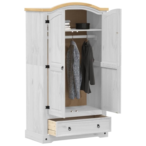 vidaXL Garderobe Corona hvit 102x52x186 cm heltre furu