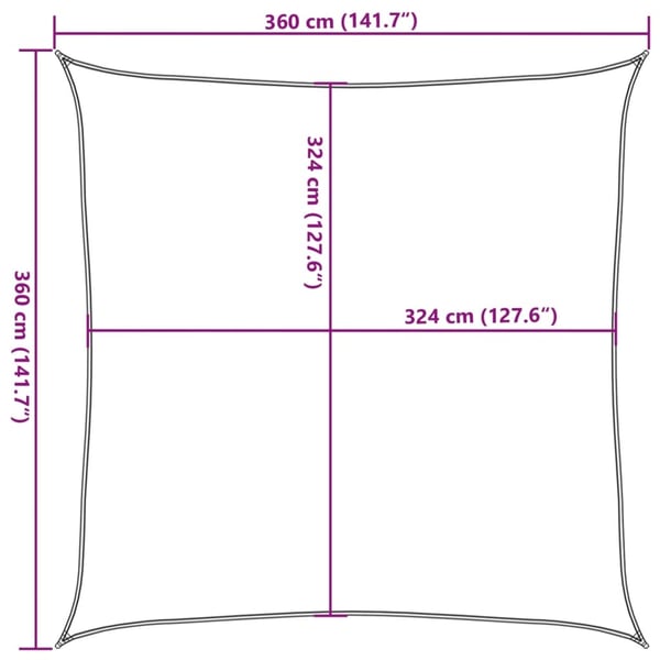 vidaXL Solseil 160 g/m² firkantet lysegrå 3,6x3,6 m HDPE