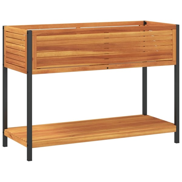 vidaXL plantekasse med hylde 110x45x80 cm massivt akacietræ og stål