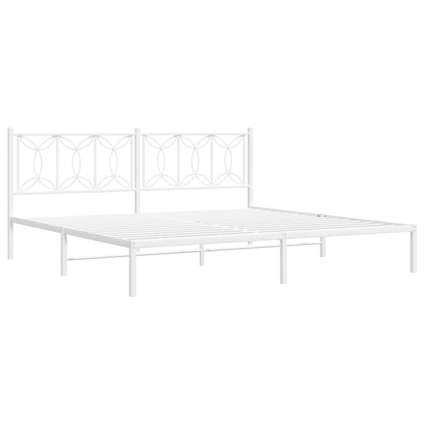 vidaXL Sengeramme i metall med sengegavl hvit 200x200 cm