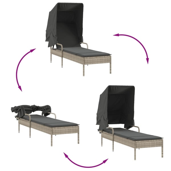 vidaXL loungesofa med baldakin polyrattan grå
