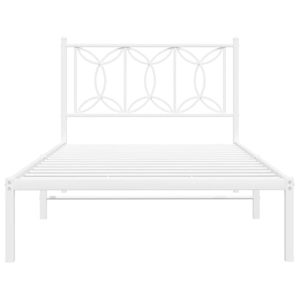 vidaXL Sengeramme i metall med hodegavl hvit 100x200 cm