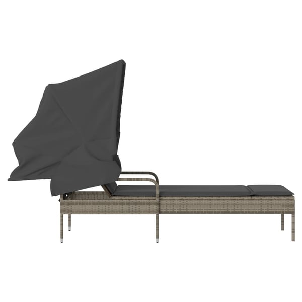 vidaXL loungesofa med baldakin polyrattan grå