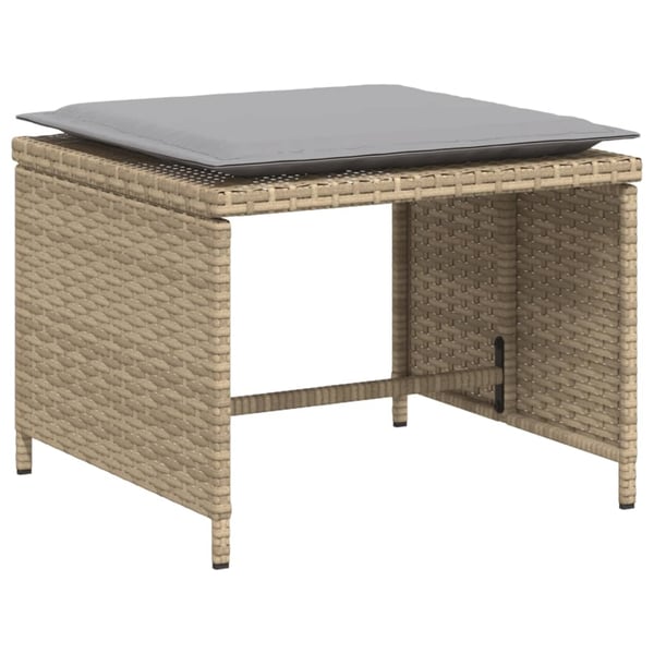 vidaXL havestol med fodskammel polyrattan beige