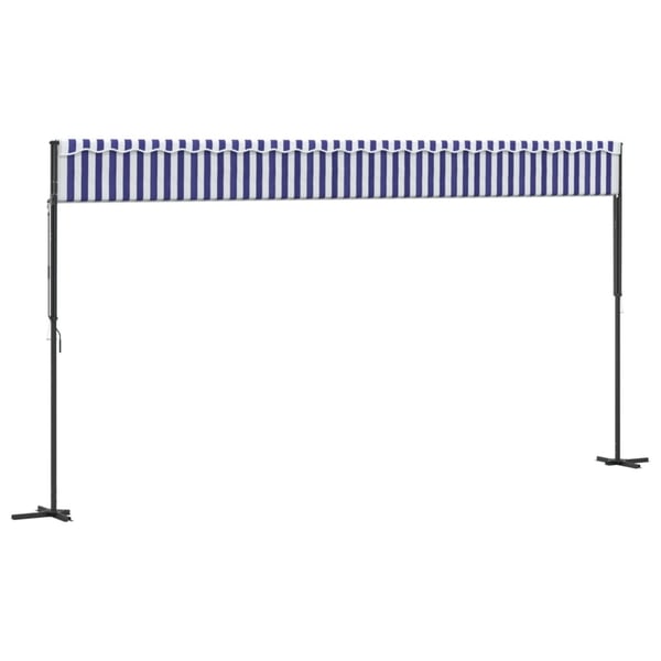 vidaXL Frittstående markise blå og hvit 600x300 cm stoff og stål