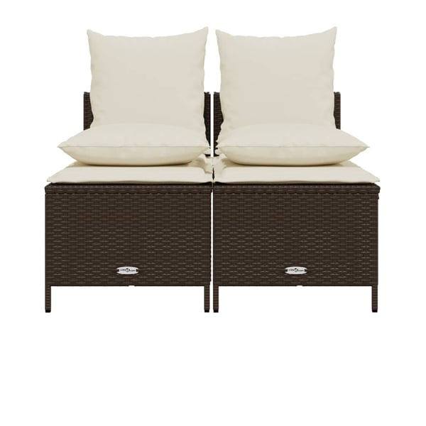 vidaXL sofasæt til haven 4 dele med hynder polyrattan brun