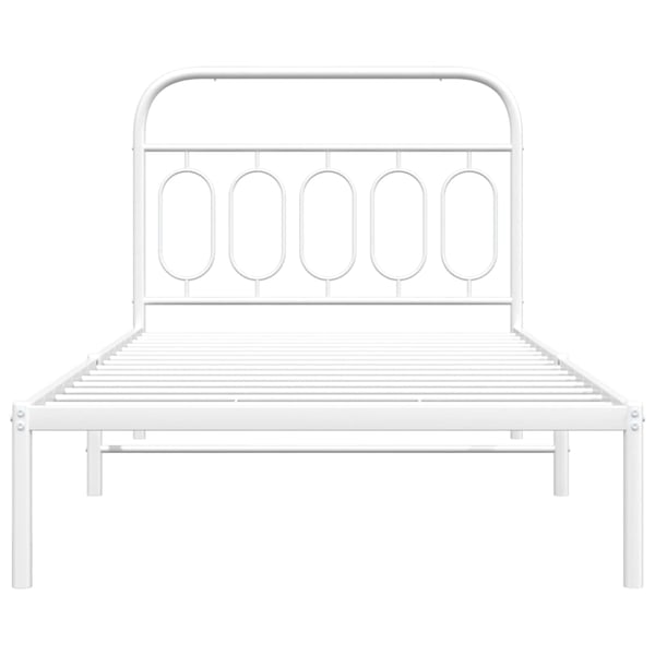 vidaXL Sengeramme i metall med hodegavl hvit 100x190 cm